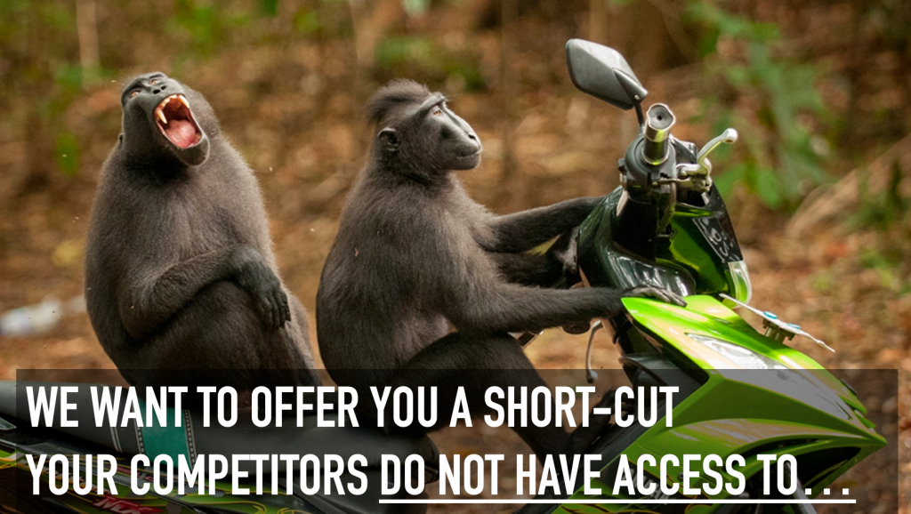 Quote about "We want to offer you a short-cut your competitors do not have access to..."